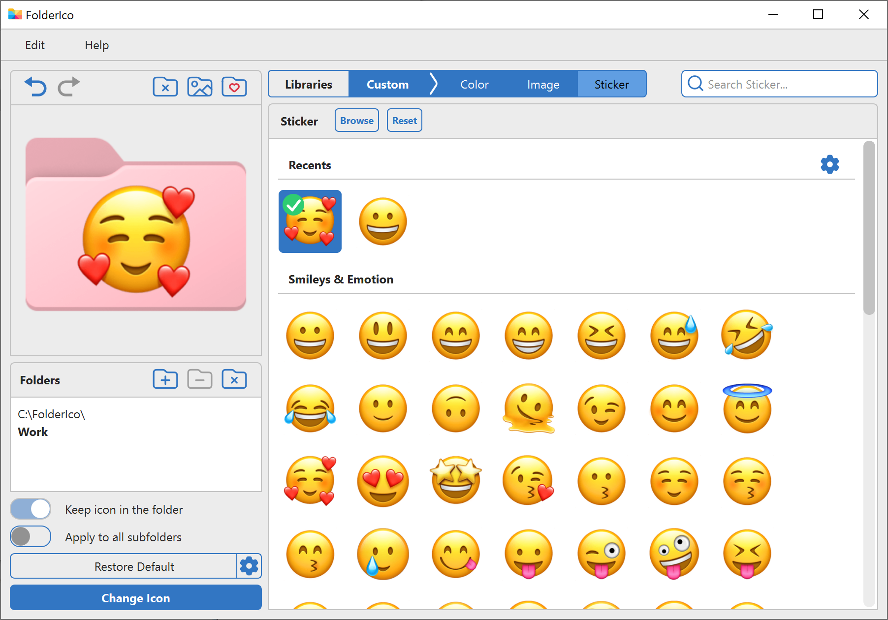 Add folder covers, colors, or stickers