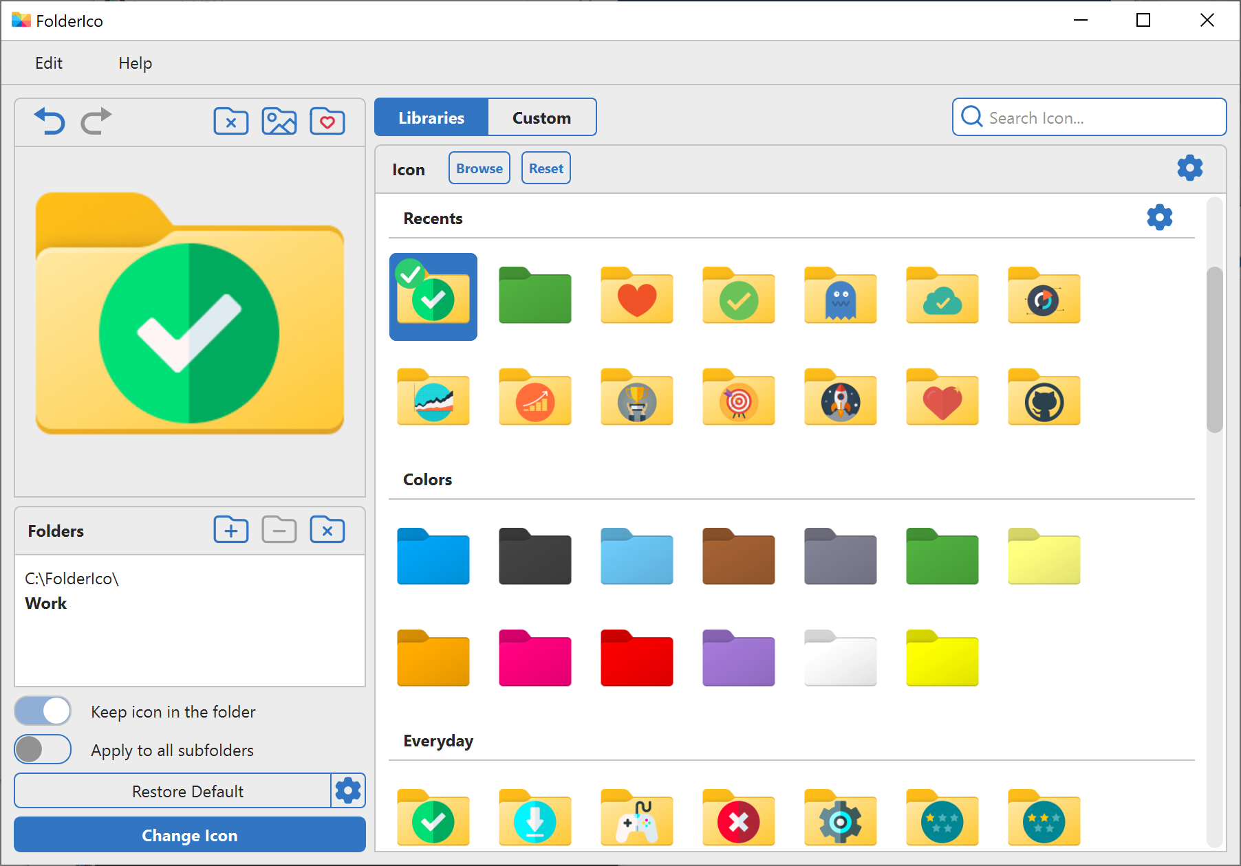 custom folder icon for Windows with color sticker and cover image