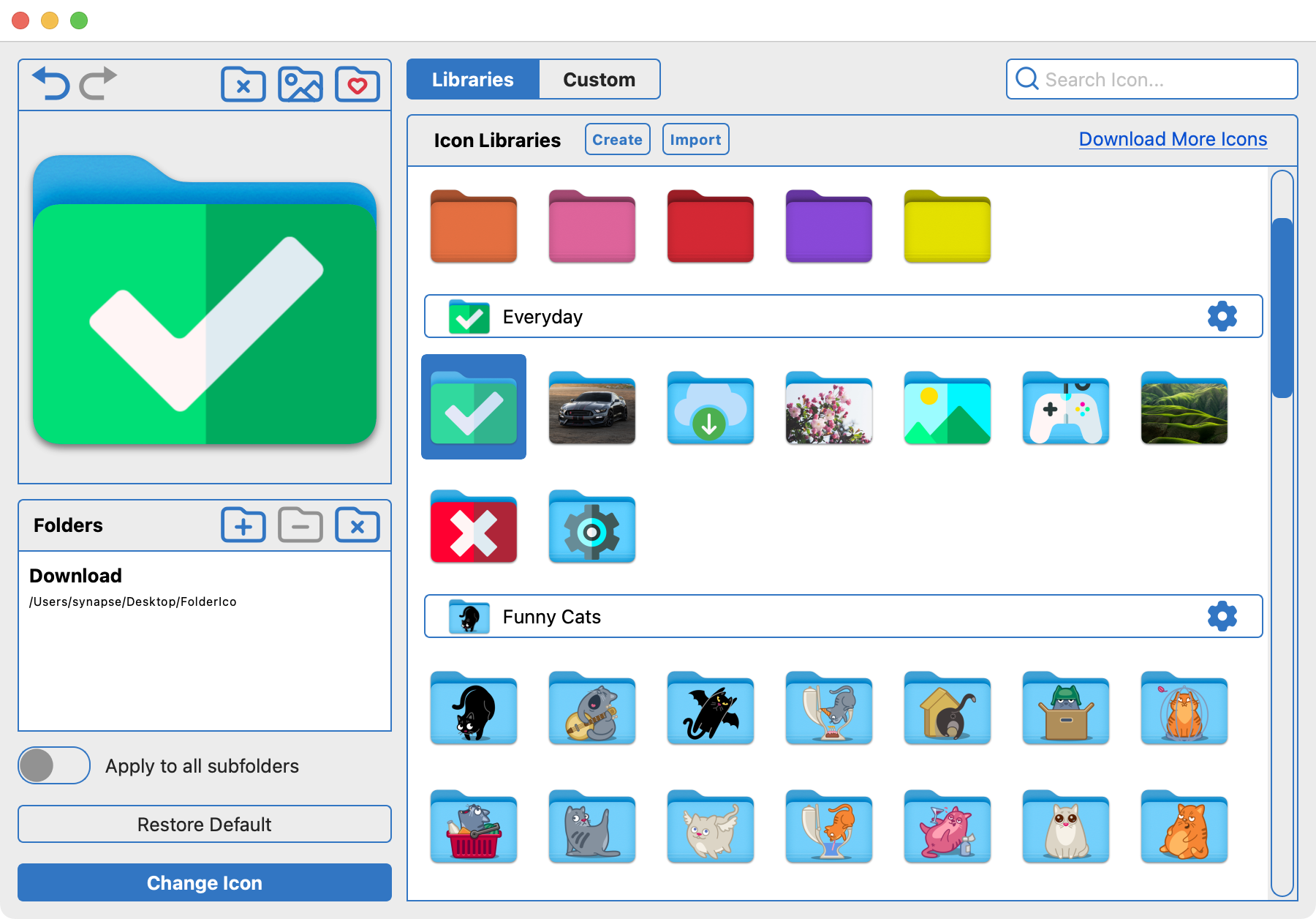 Changing a folder icon on Mac with FolderIco custom icon options