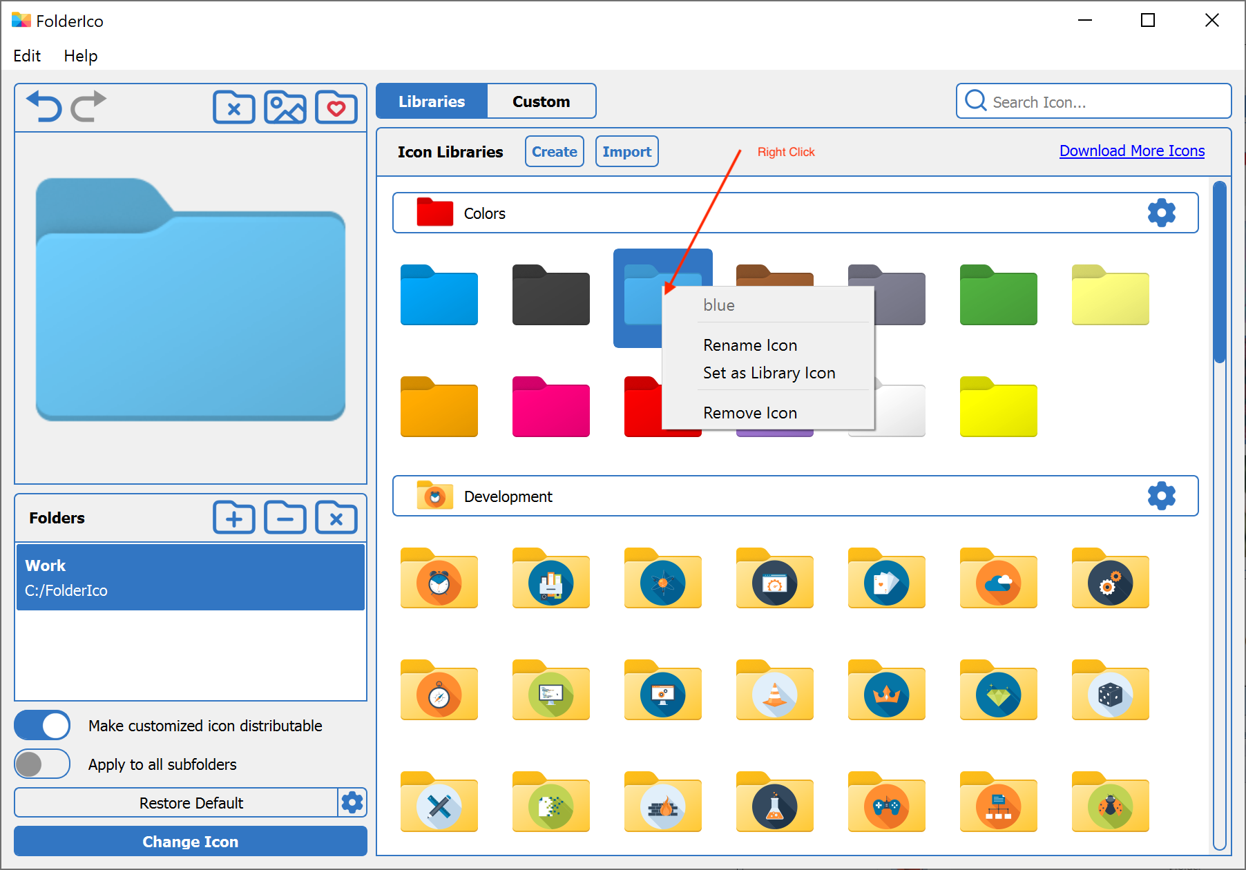 Remove or rename icons in FolderIco