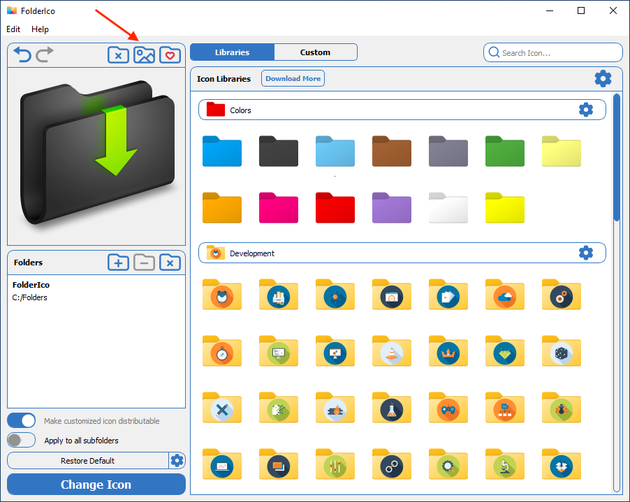 browse built-in folder icons in FolderIco