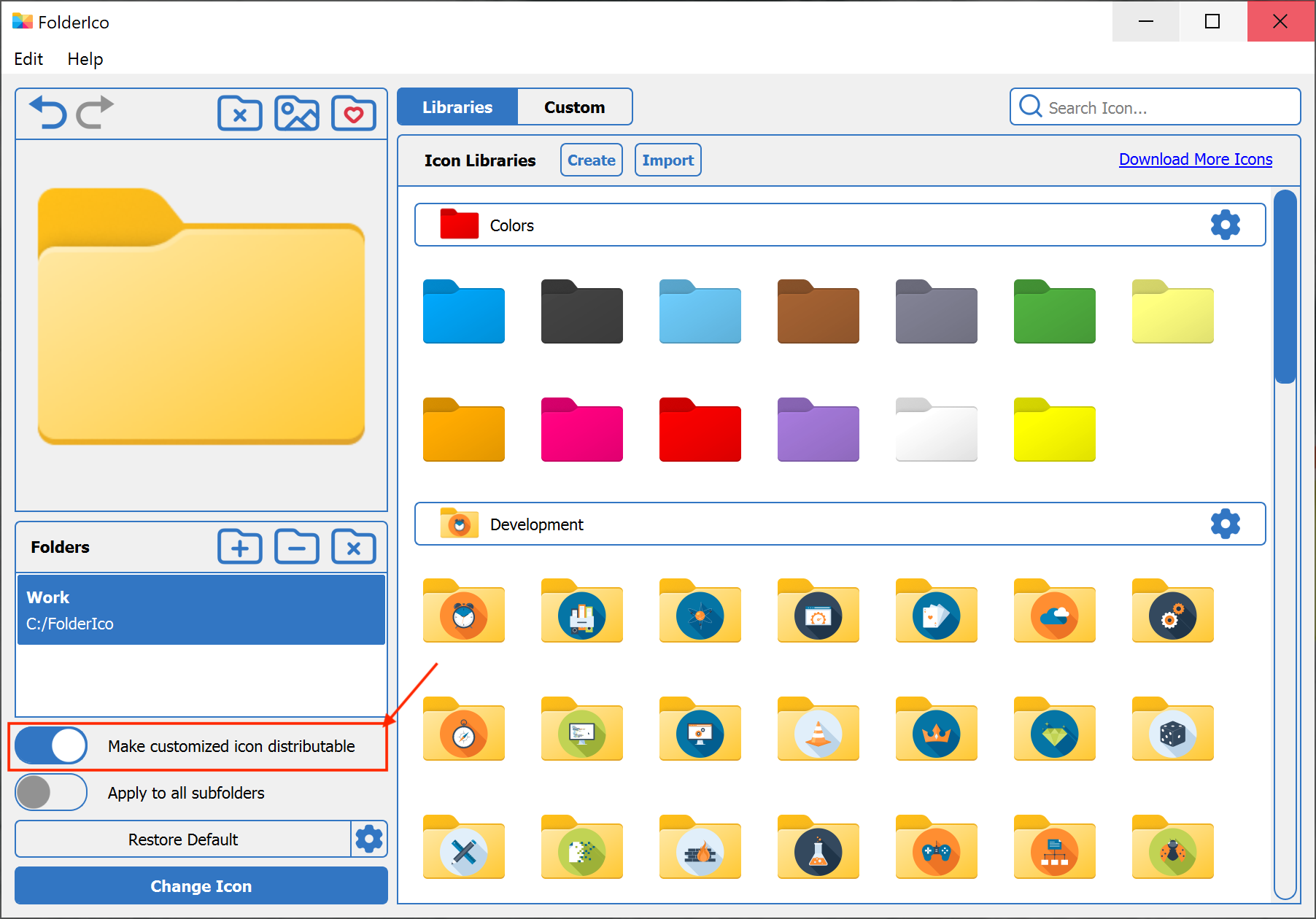 Keep icon in the folder option for folder icon